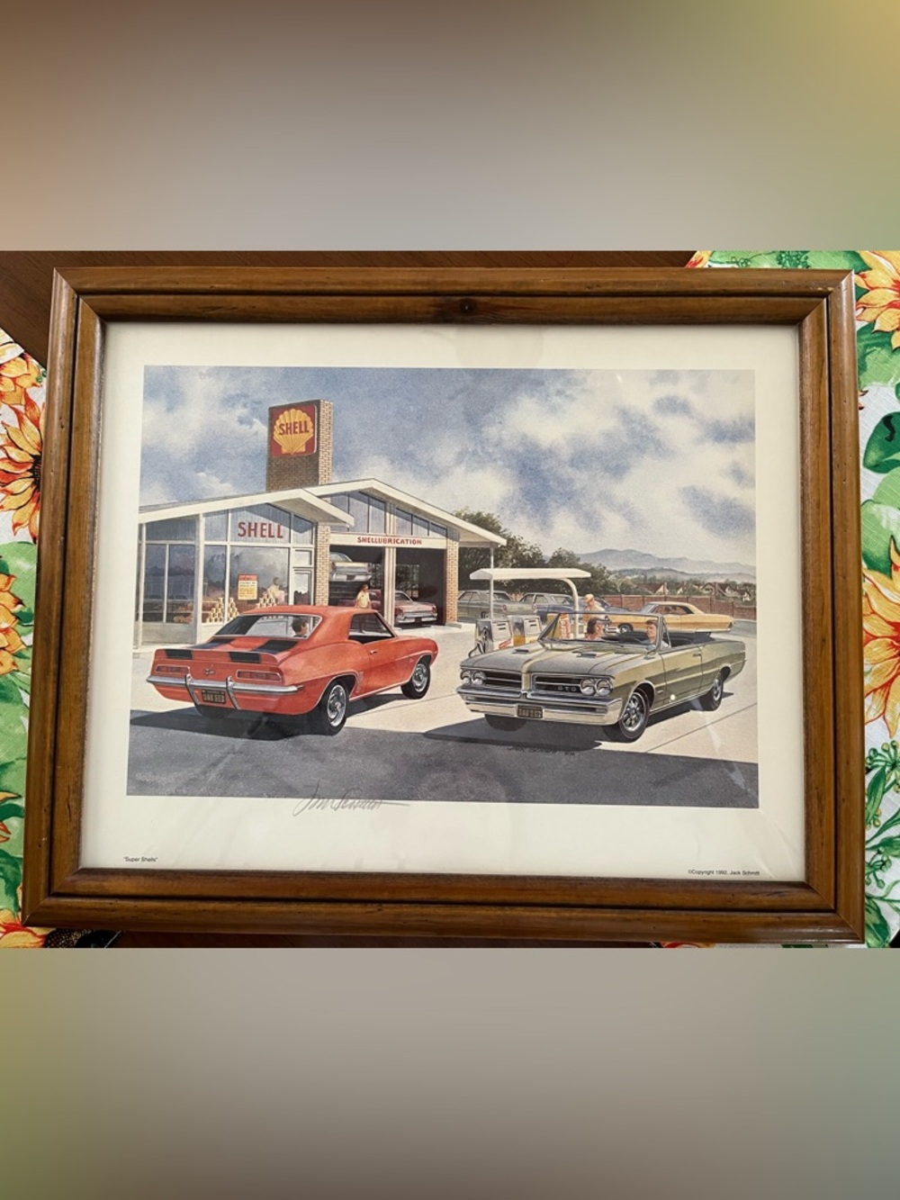 Shell Oil Service Station lithograph print “Super Shells”